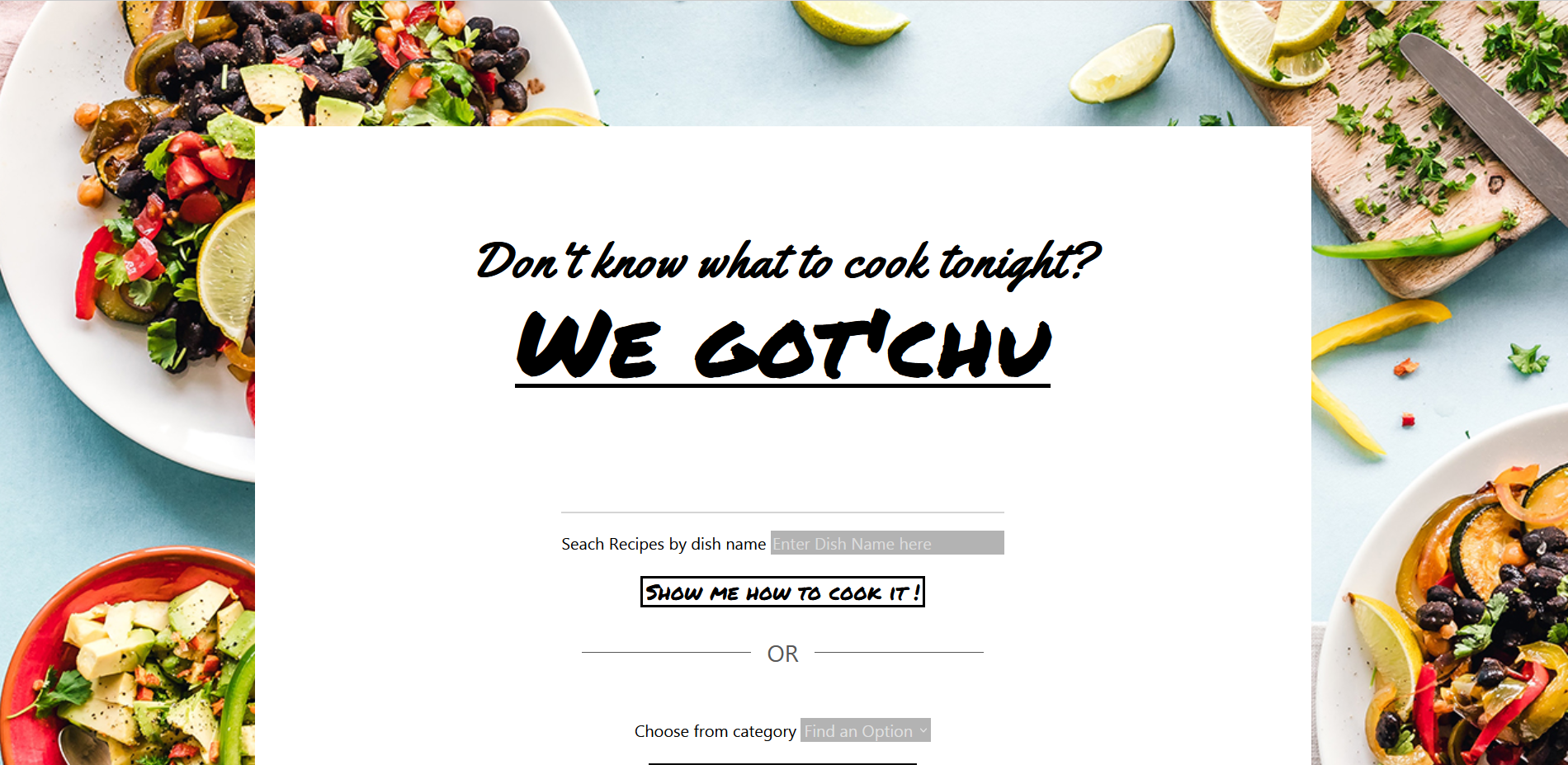 Recipe Finder landing page